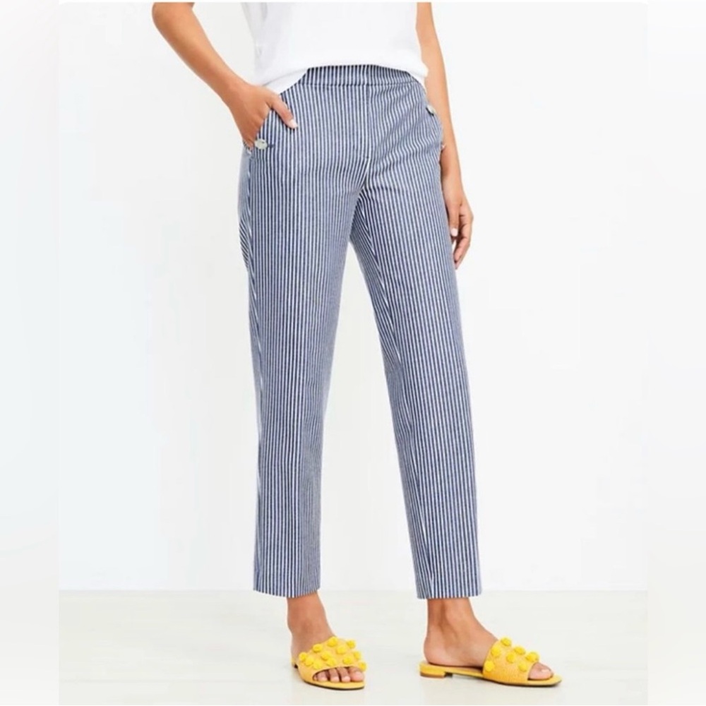 LOFT Nautical Riviera Slim Stripe Sailor Pant 12 Tall Length